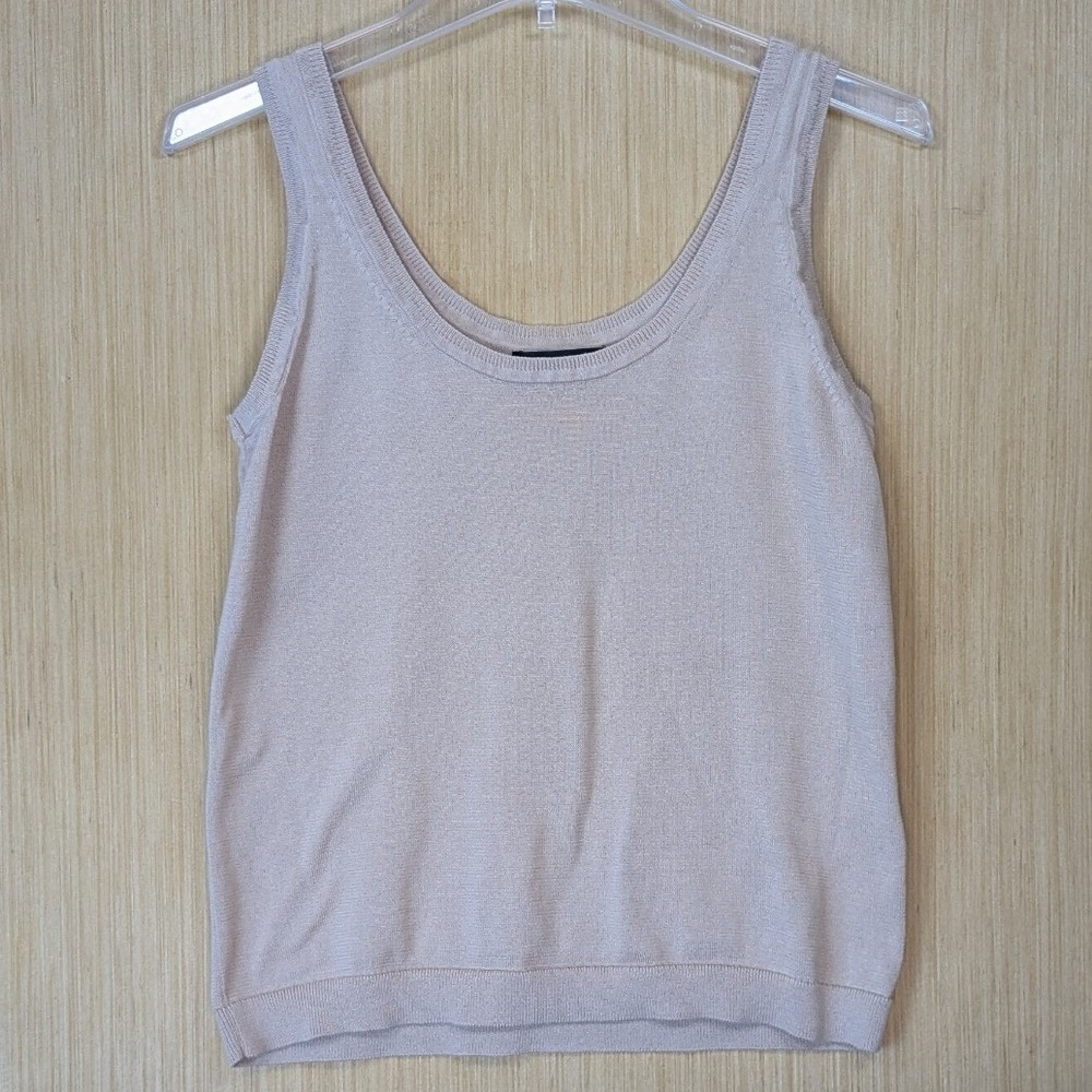 Banana Republic Womens Knit Tank Top Beige Boho Minimalist Organic Cotton Medium